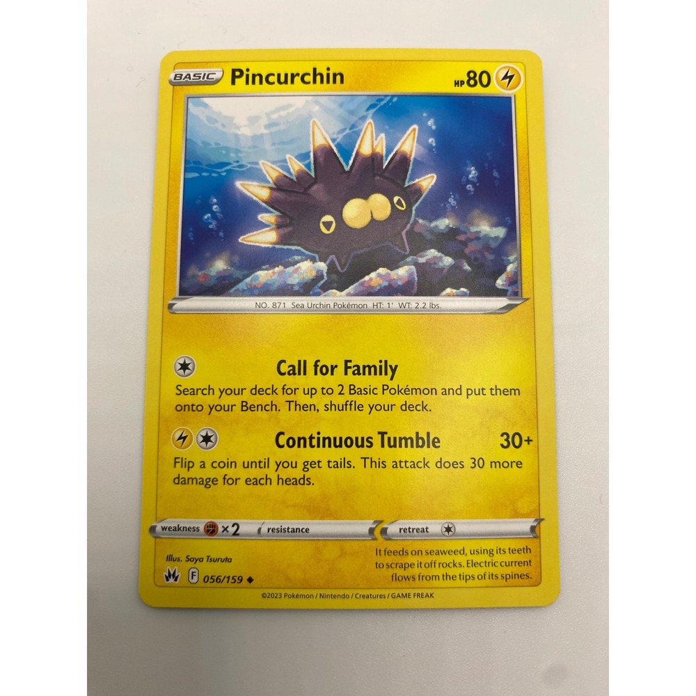 Pokemon Pincurchin 056/159 Crown Zenith Uncommon Lightning Card 2023 80HP Trade